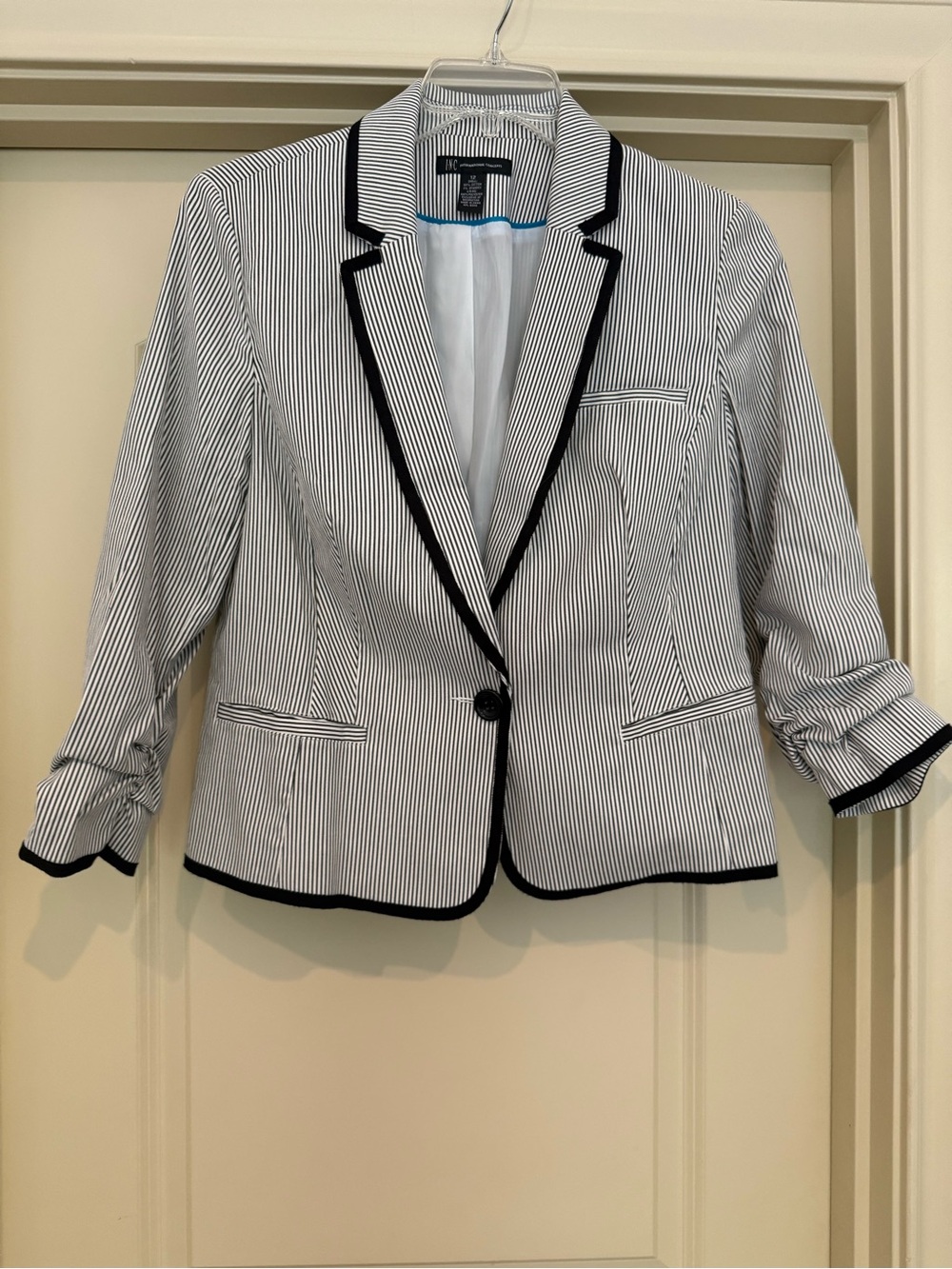 INC International Concepts Black & White Striped Blazer